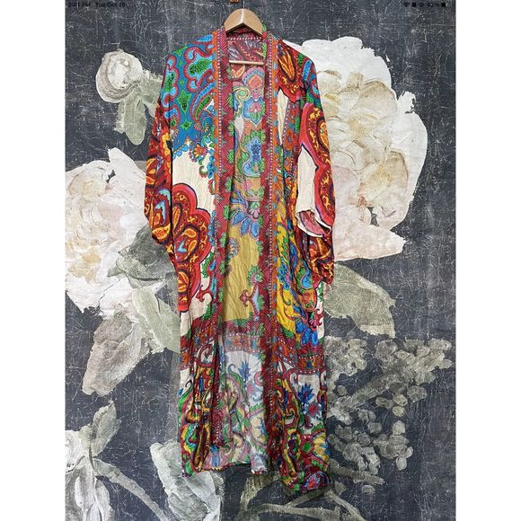 New Rag & Muffin Multi Print Bohemian Style Kimono One Size - Picture 5 of 7